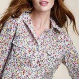 Lands End Canvas Floral Print Button Down